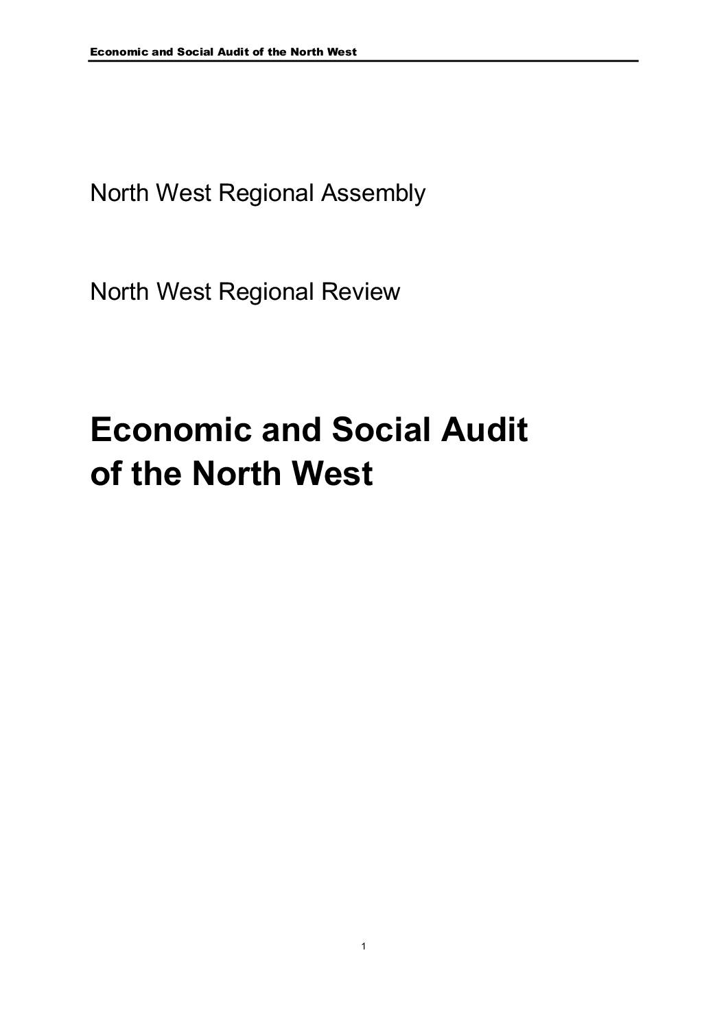Economic and Social Audit of the North West Region