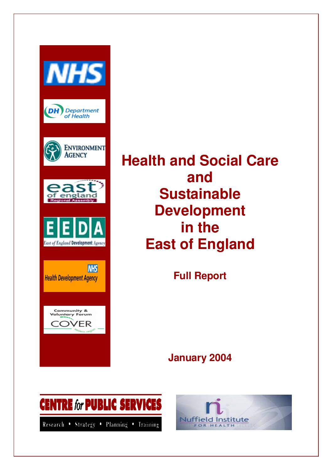 Health and Social Care and Sustainable Development in the East of England