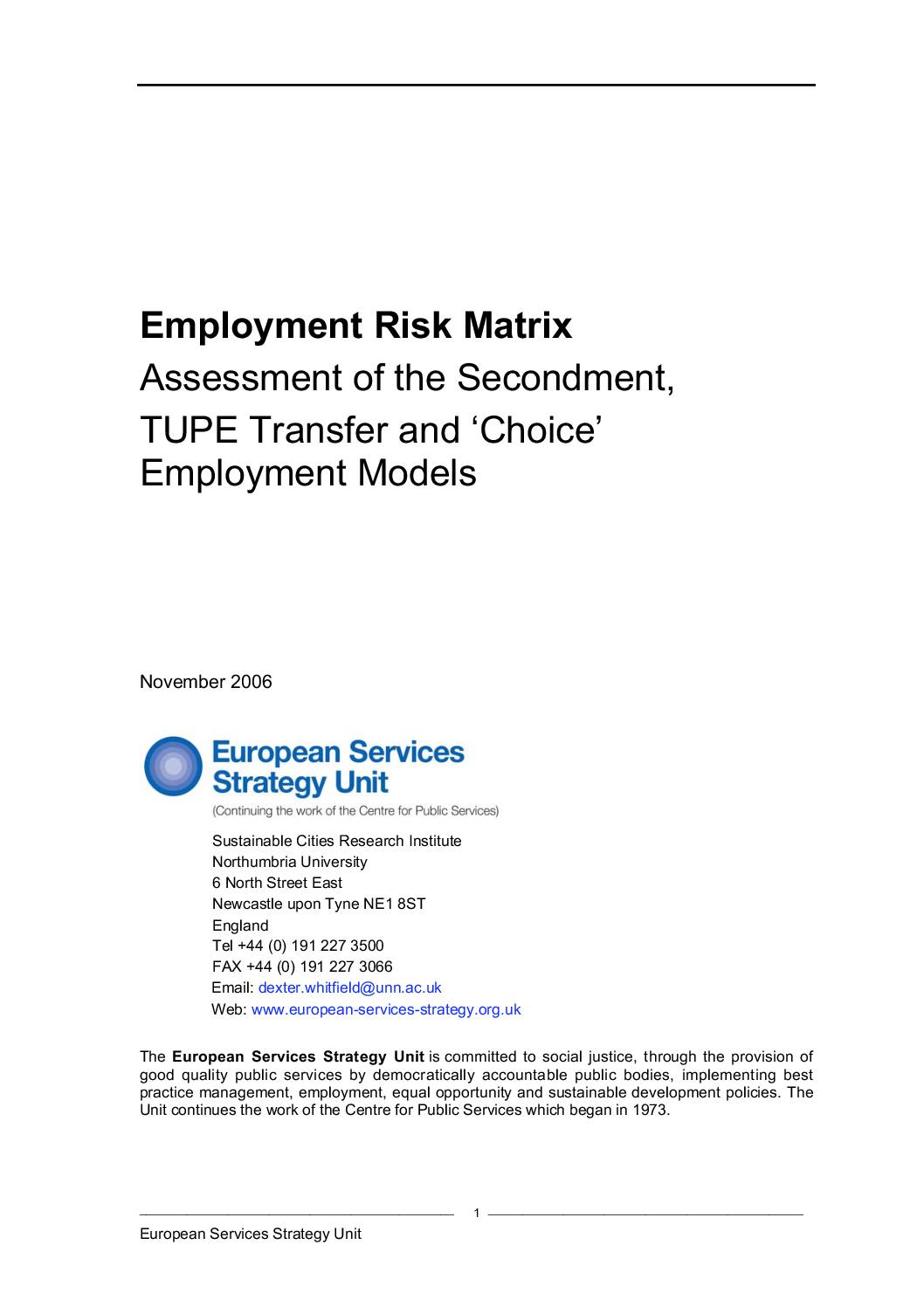 Employment Risk Matrix