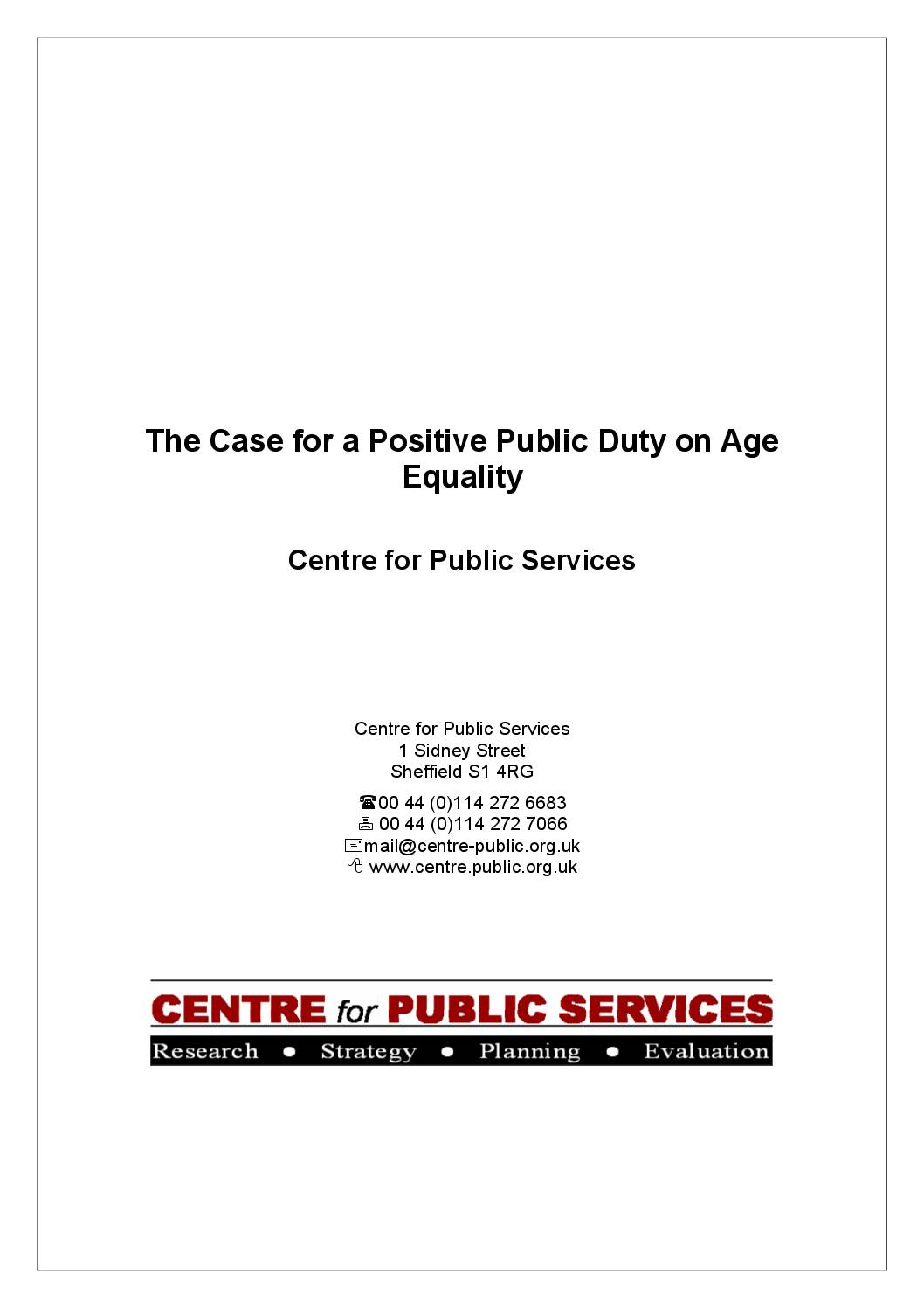 The Case for a Positive Public Duty on Age Equality
