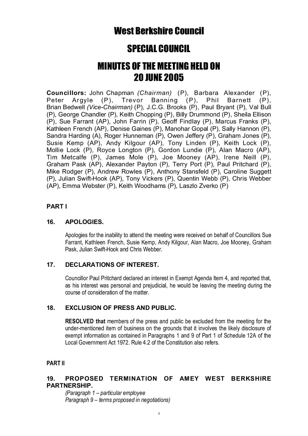 West Berkshire Council Terminates Strategic Partnership