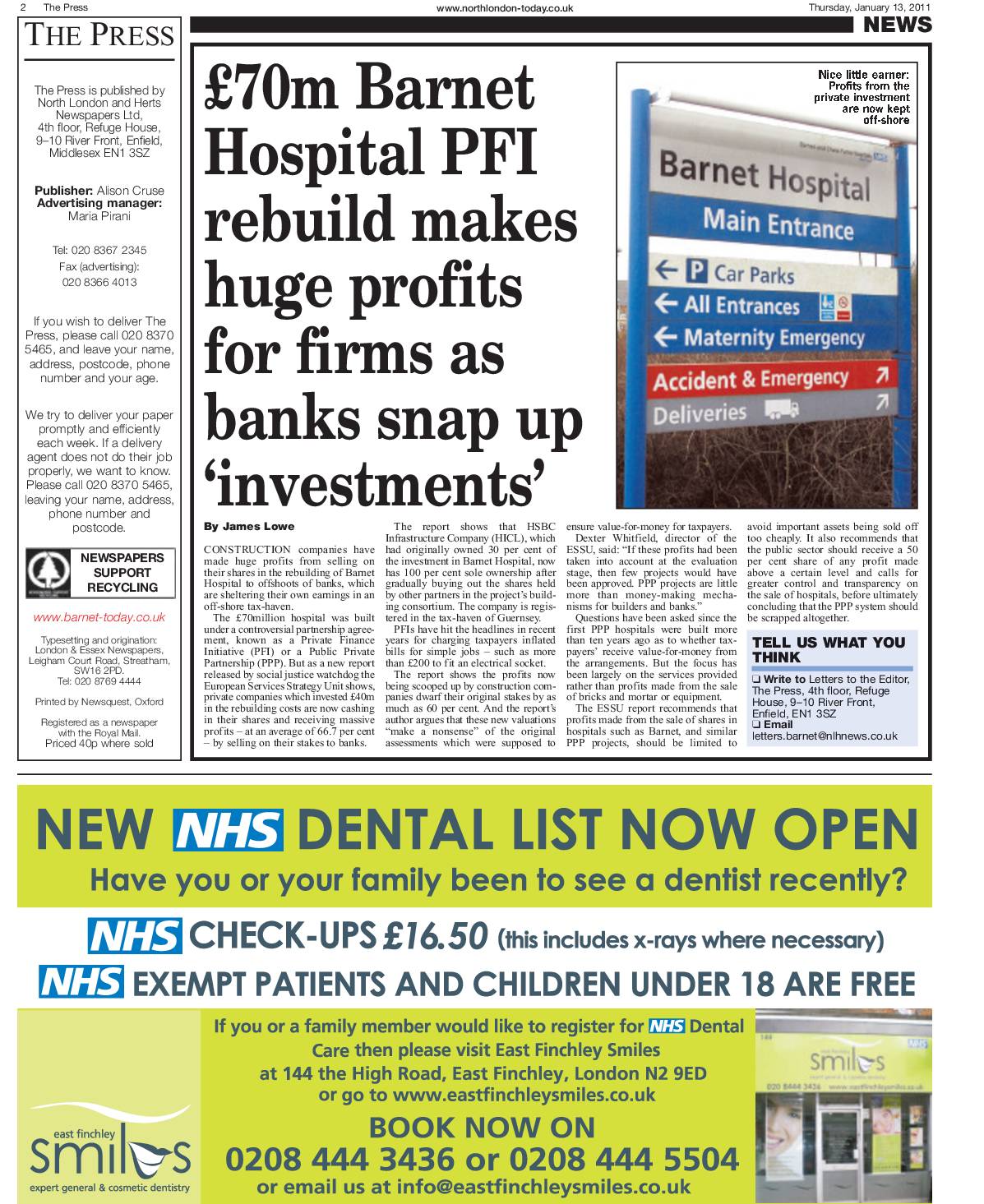 Two reports in Barnet Press on sale of PPP shares