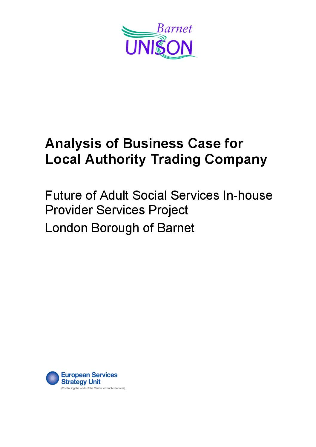 Analysis of Business Case for Local Authority Trading Company