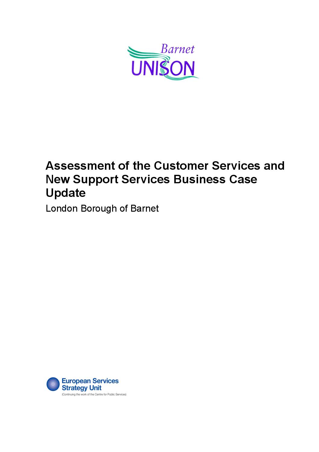 Barnet: Assessment of CSO/NSO Business Case Update