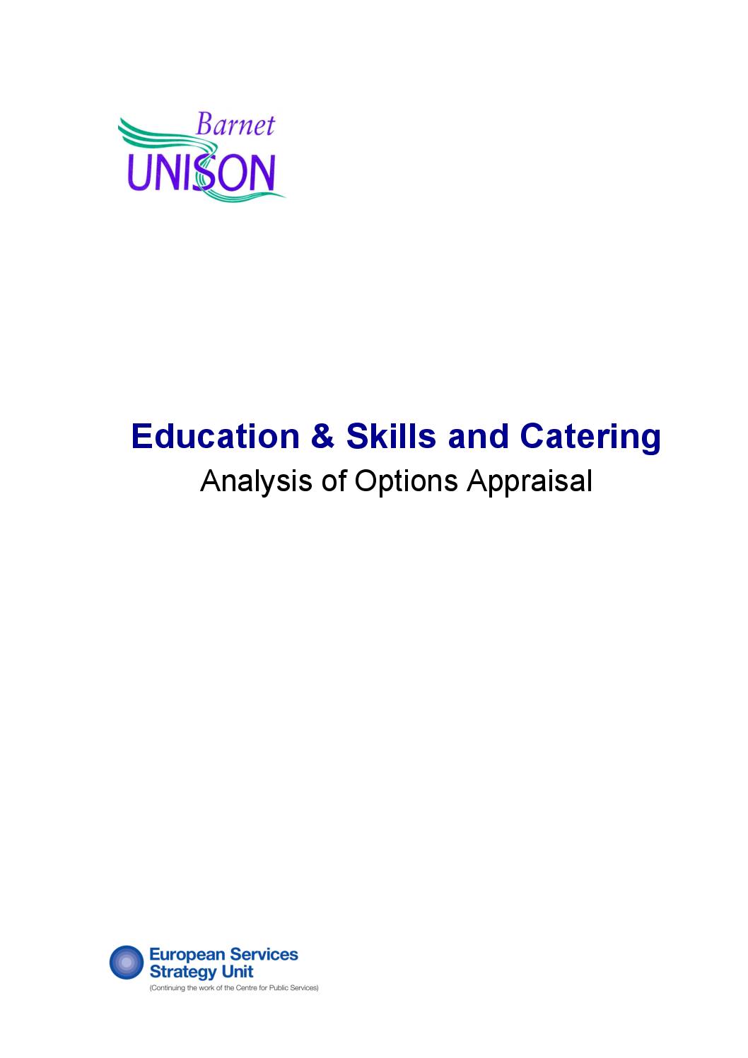 Barnet Education & Skills and Catering: Analysis of Options Appraisal