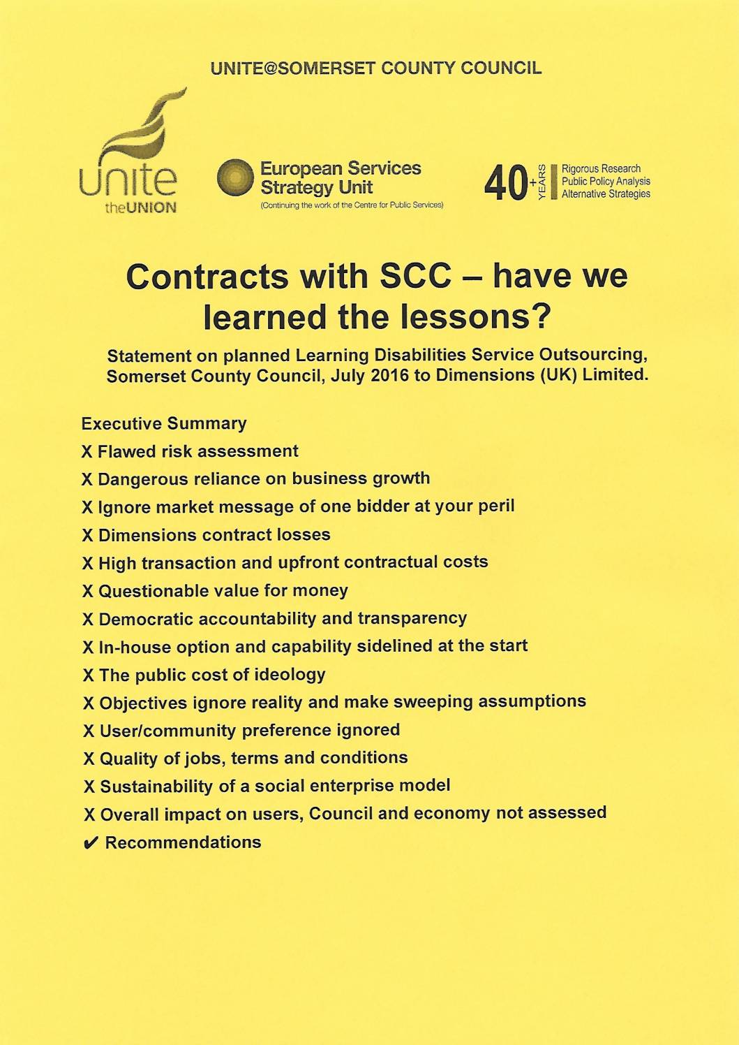 Transfer of Somerset’s Learning Disability Service to a social enterprise