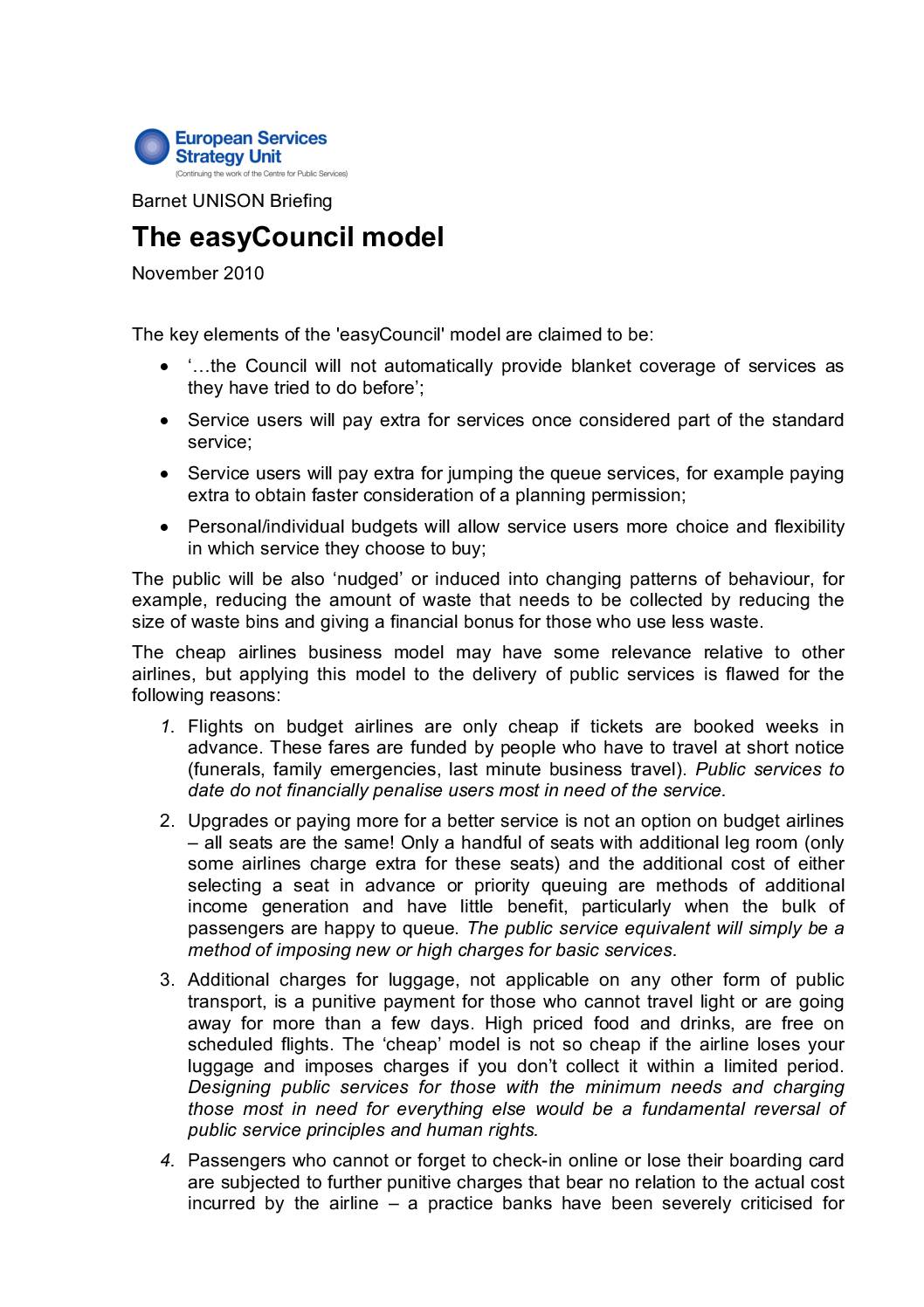 The easyCouncil model